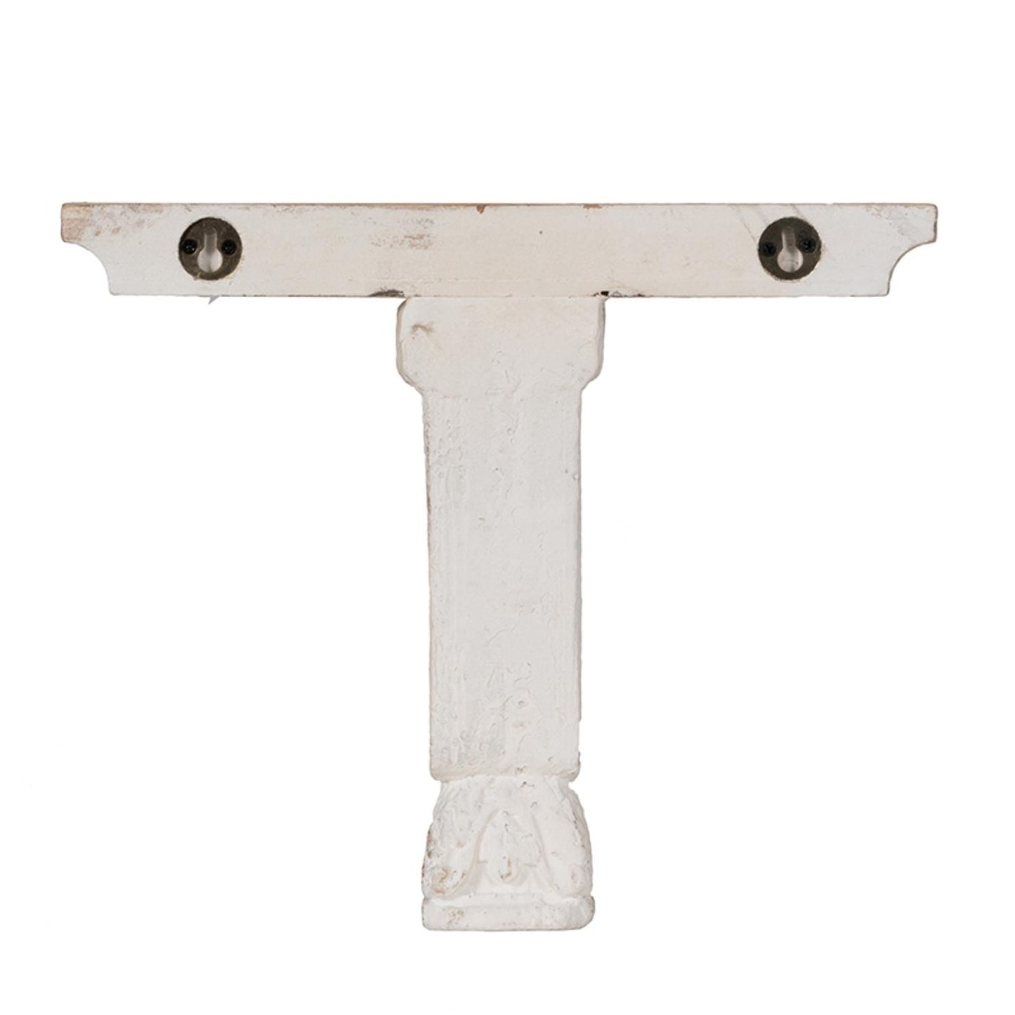 11" X 14" White and Natural Distressed Wood Corbel Style Wall Shelf