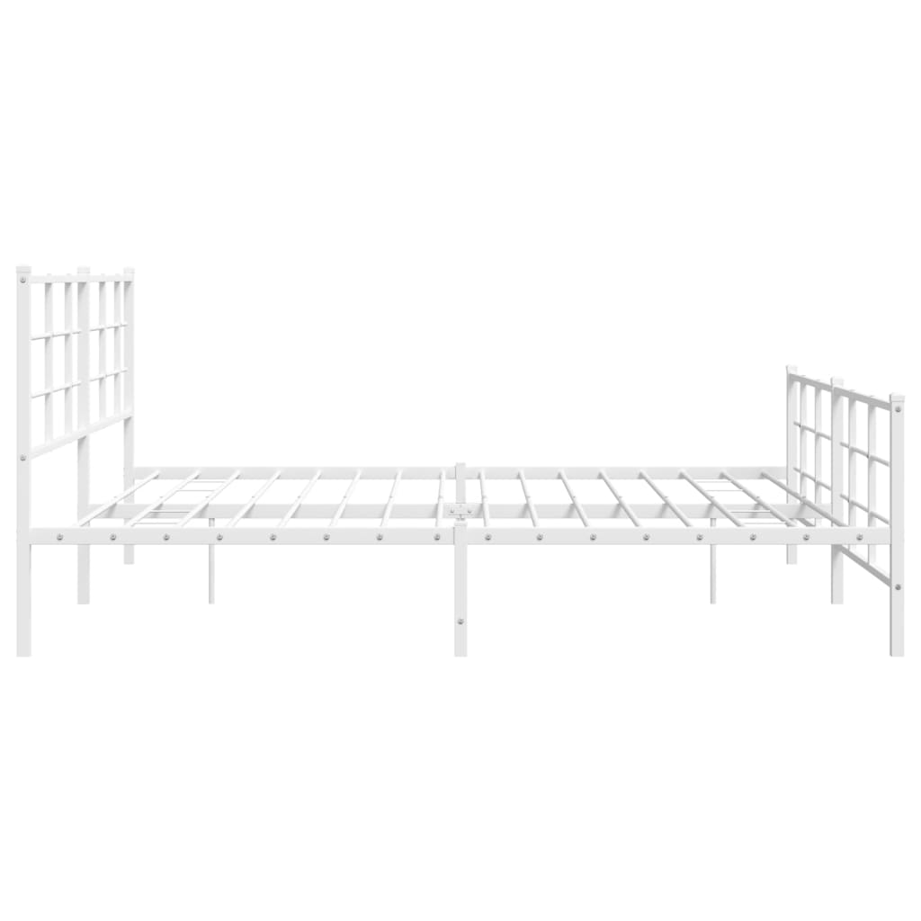 Metal Bed Frame without Mattress with Footboard White 76"x79.9"