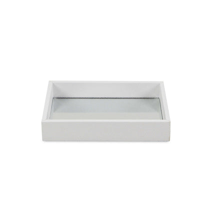 White Shagreen Mirrored Tray