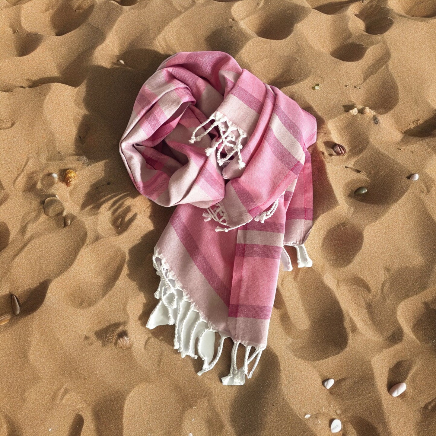 Shades of Pink Striped Design Turkish Beach Blanket