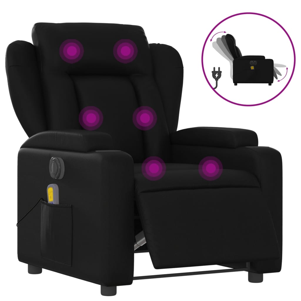 Electric Massage Recliner Chair Black Faux Leather