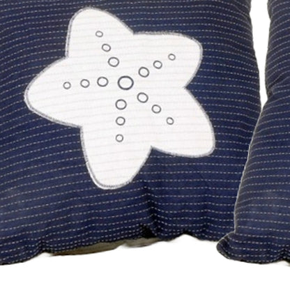 Set of Two Blue and White Starfish Throw Pillows