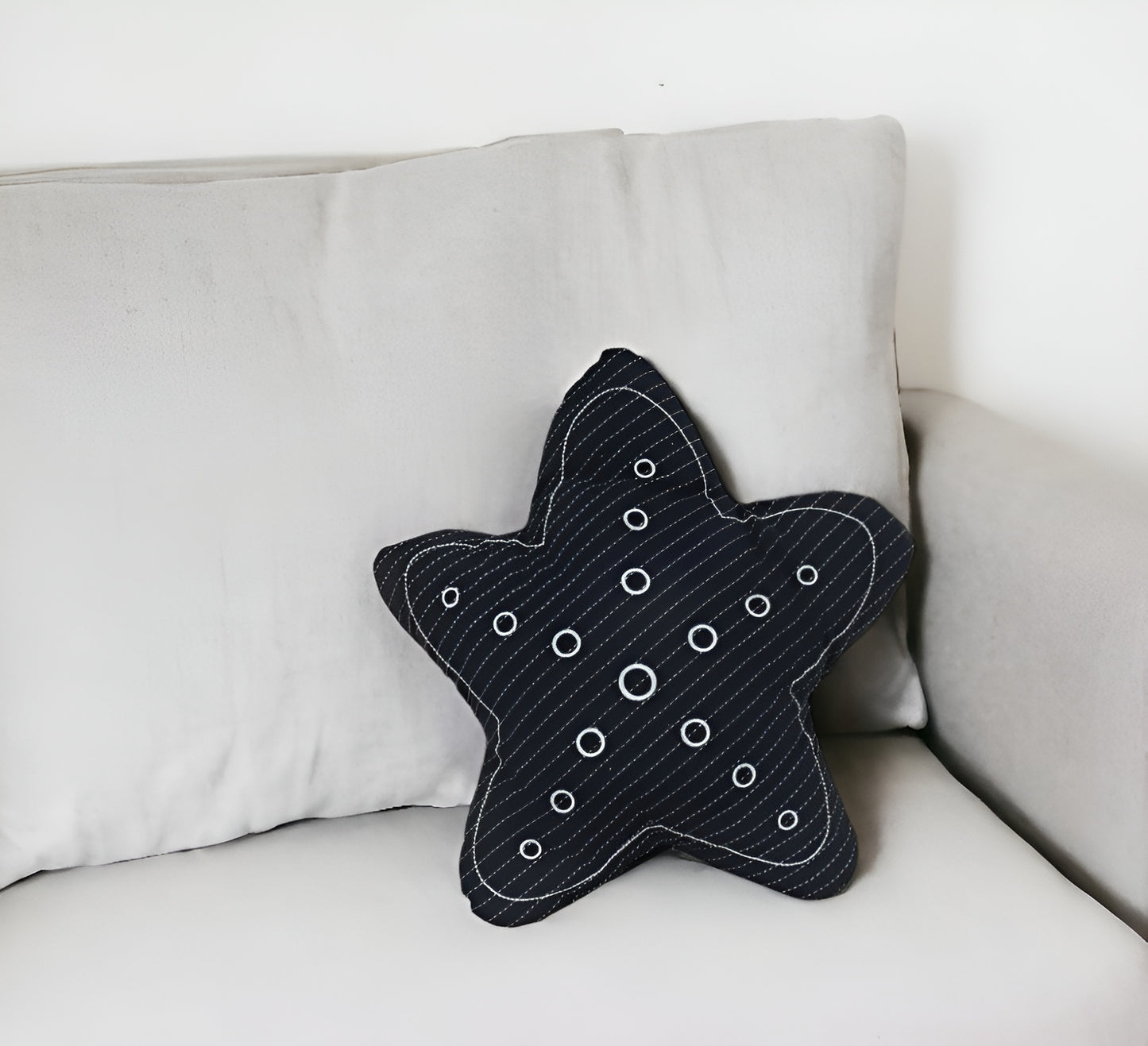 Set of Two 12" X 12" Blue and White Star Starfish Coastal Throw Pillow