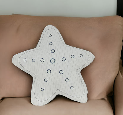 Set of Two 12" X 12" White Star Starfish Coastal Throw Pillow