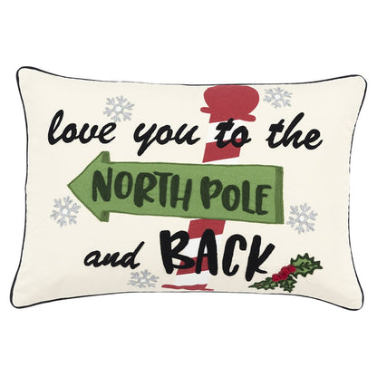 14" X 20" Off White Christmas Cotton Throw Pillow