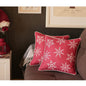 Set of 2 Red and White Snowflakes Throw Pillows