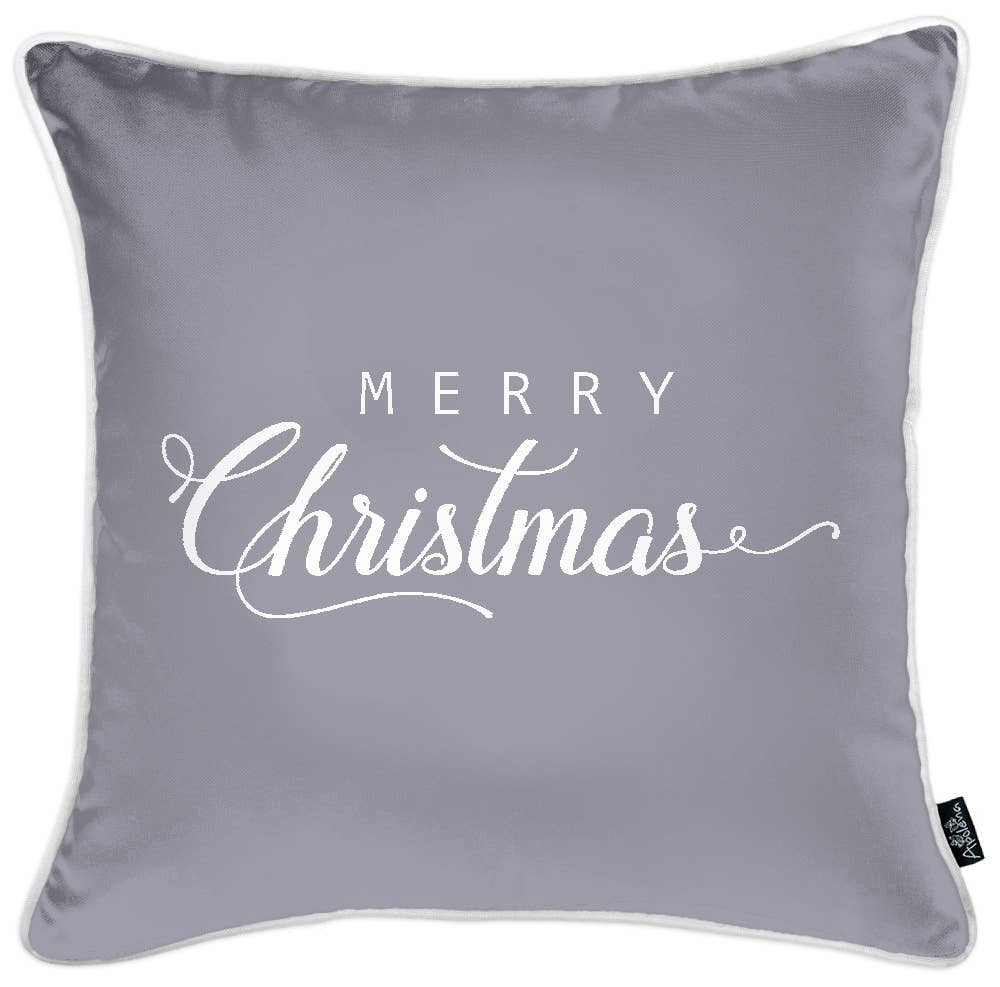 Set of Four Gray and White Christmas Snowflakes Throw Pillow