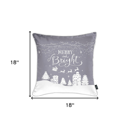 Set Of Four 18" X 18" Grey Zippered Polyester Christmas Snowflakes Throw Pillow Cover