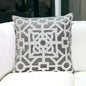 18" Gray and White Velvet Throw Pillow