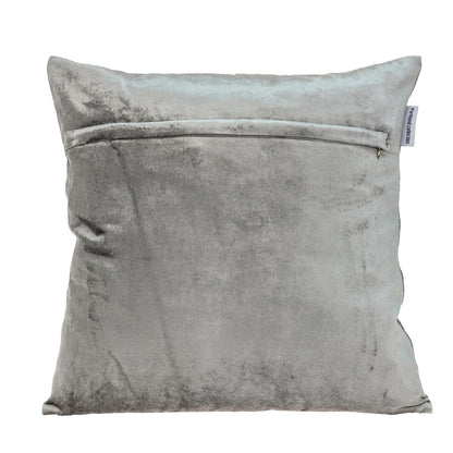 18" Gray and White Velvet Throw Pillow