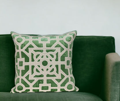 18" Green Velvet Throw Pillow