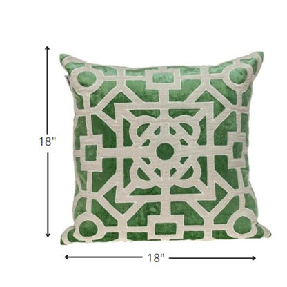 18" Green Velvet Throw Pillow