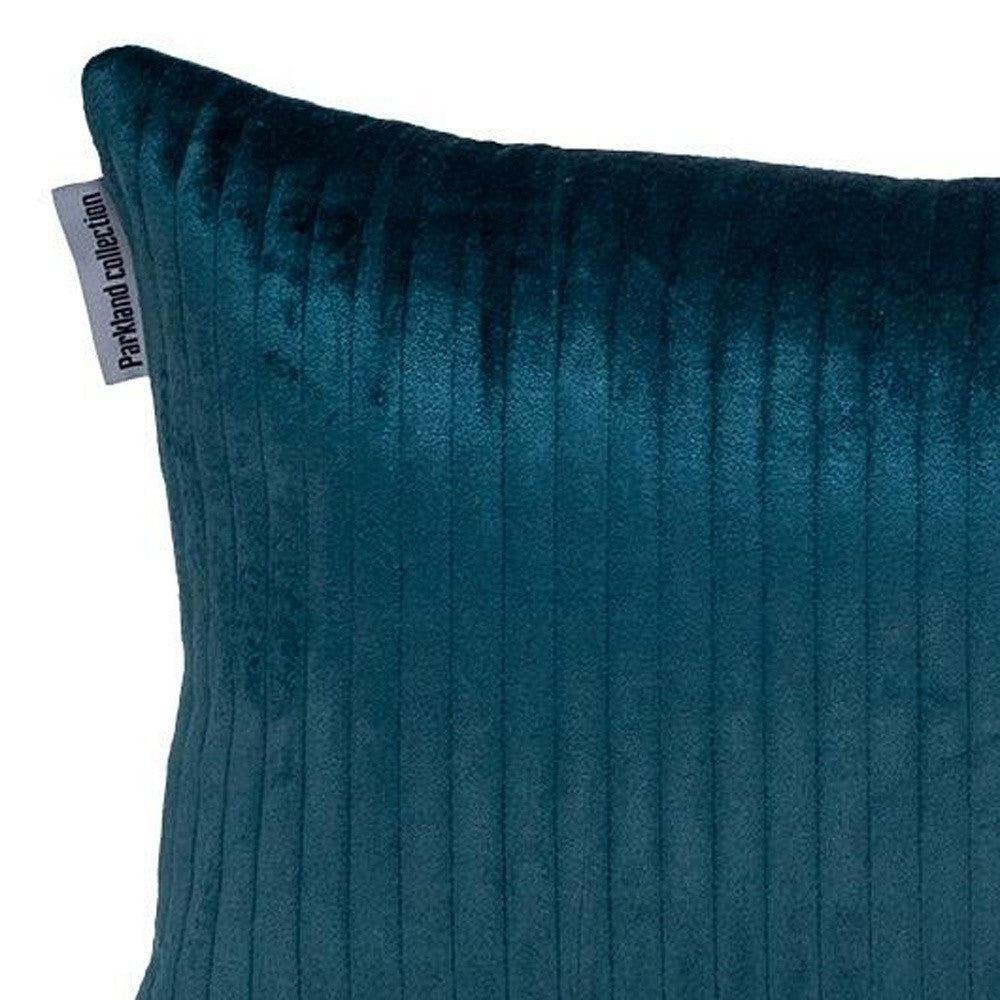 12" X 24" Sea Green Striped Velvet Throw Pillow