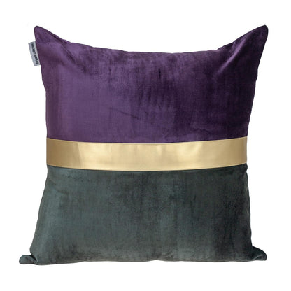 Dark Grey Gold and  Purple Tufted Velvet Square Pillow