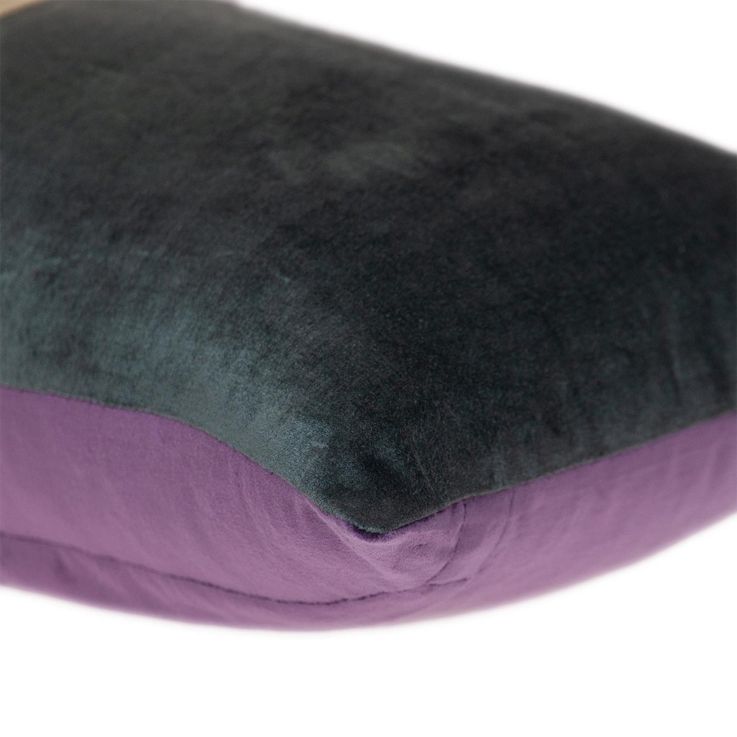 Dark Grey Gold and Purple Tufted Velvet Lumbar Pillow