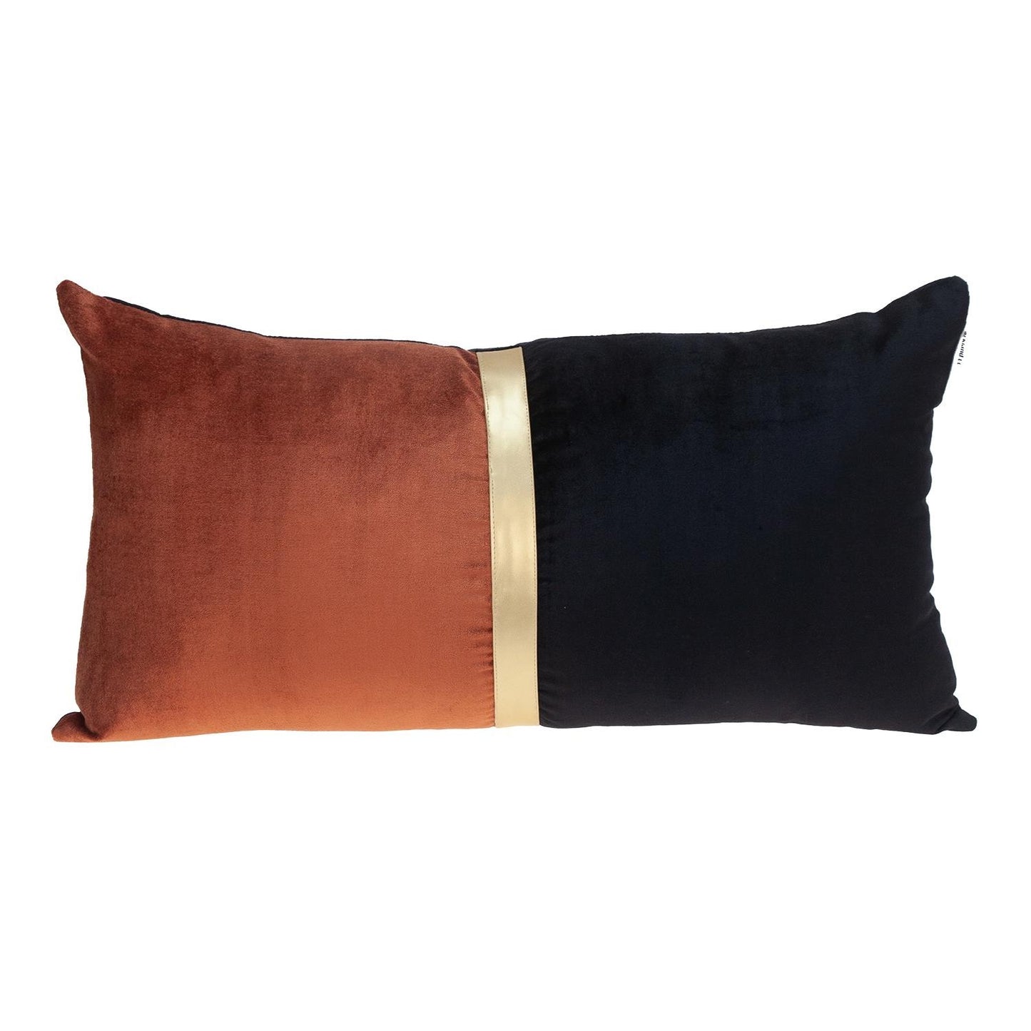 Brown Gold and Black Tufted Velvet Lumbar Pillow