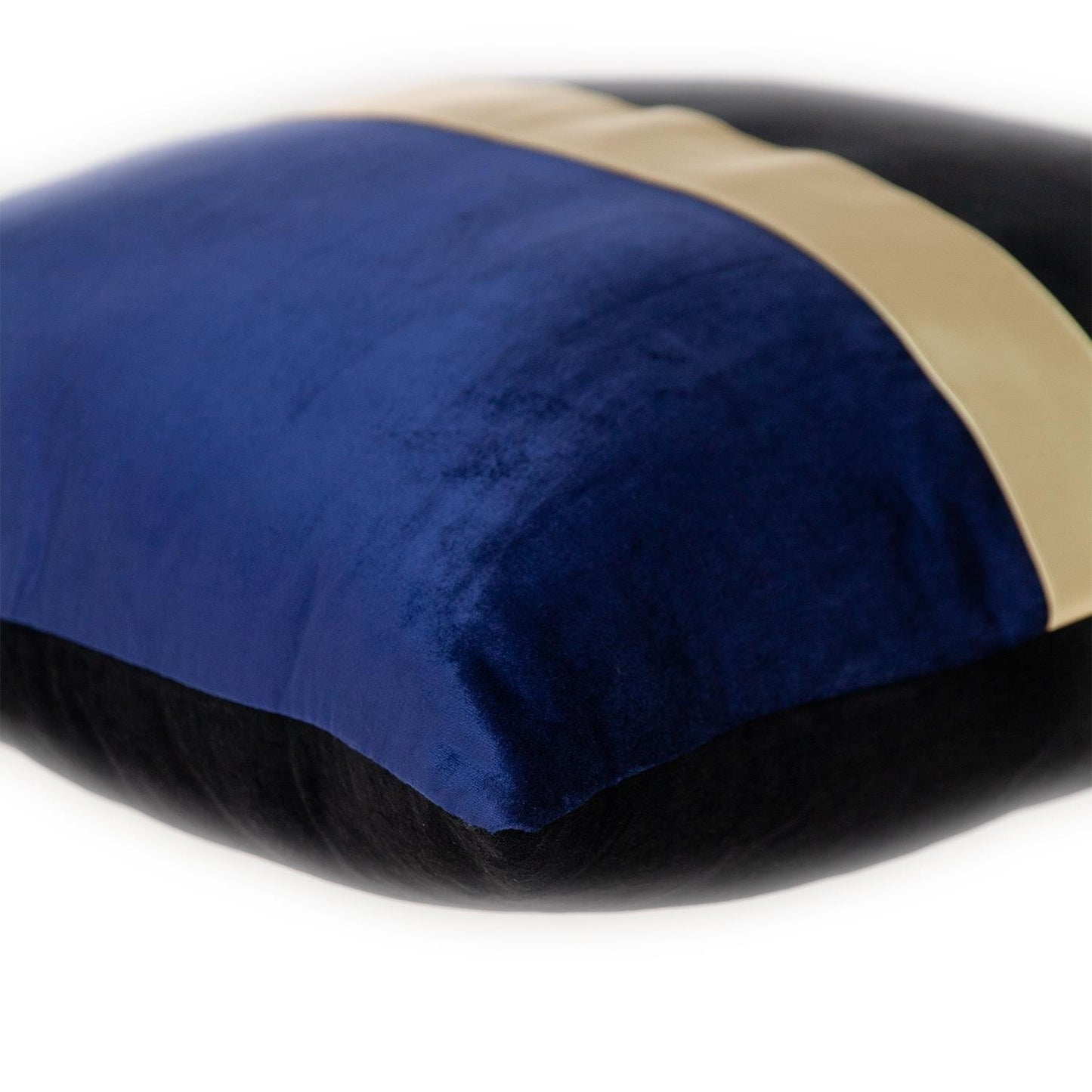 Black Gold and Blue Tufted Velvet Square Pillow