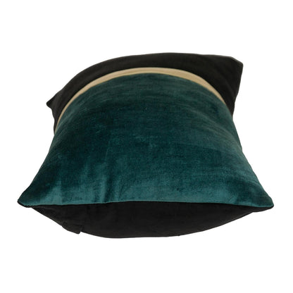 Teal Gold and Black Tufted Velvet Lumbar Pillow