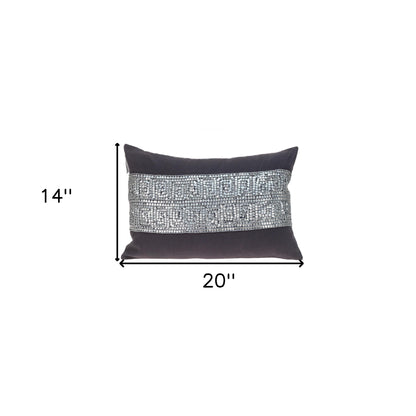 Glam Gray with Silver Sequins Lumbar Throw Pillow