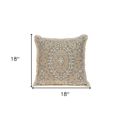 Boho Garland Beige and Khaki Decorative Accent Pillow