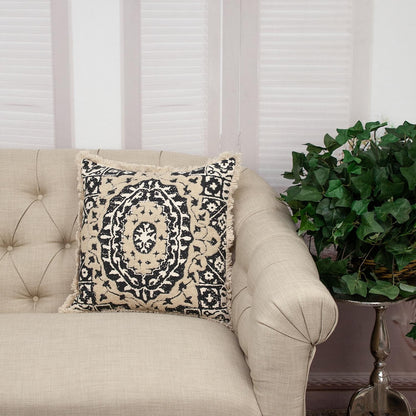 Boho Garland Beige and Black Decorative Accent Pillow