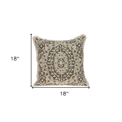 Boho Garland Beige and Dark Brown Decorative Accent Pillow