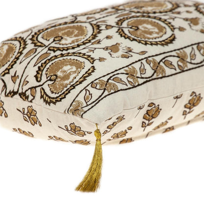 Gold and Bronze Embroidered Decorative Lumbar Pillow