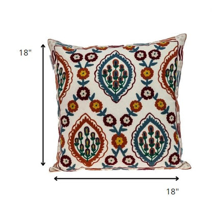 18" MULTICOLOR Cotton Blend Throw Pillow