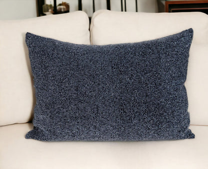 Shimmering Metallic Blue Beaded Luxury Throw Pillow