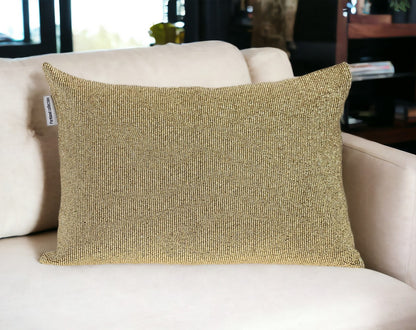 Shimmering Metallic Gold Beaded Luxury Throw Pillow