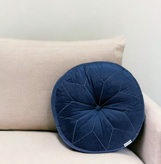 20" X 20" NAVY Round Velvet Throw Pillow