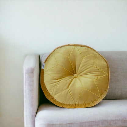 20" X 20" Yellow Round Velvet Throw Pillow