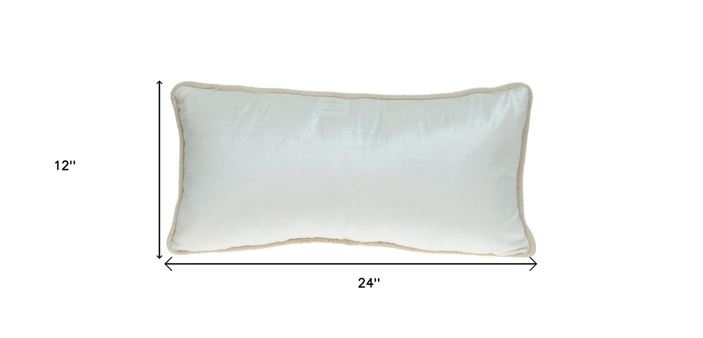 12" X 24" White Throw Pillow