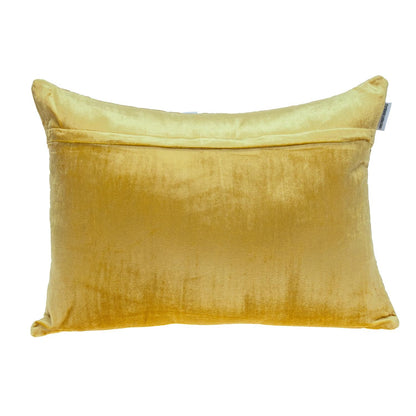 Yellow Quilted Velvet Zig Zag Decorative Lumbar Pillow