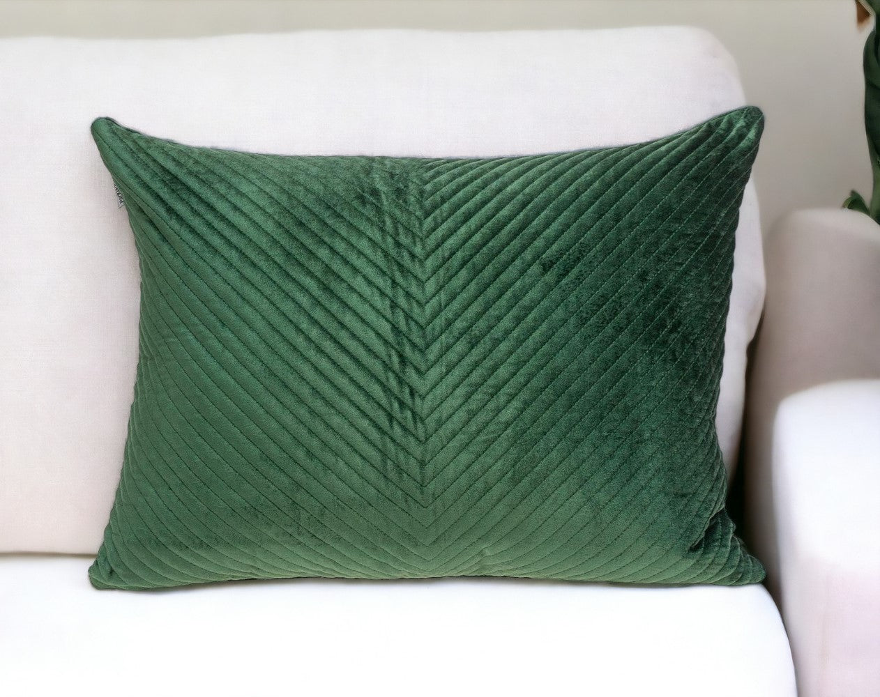 18" X 24" Green Cotton Blend Throw Pillow