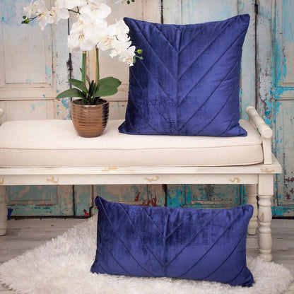 Quilted Velvet Arrows Blue Decorative Throw Pillow