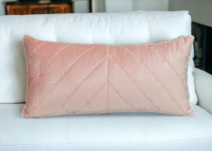 Quilted Velvet Arrows Pink Decorative Lumbar Pillow