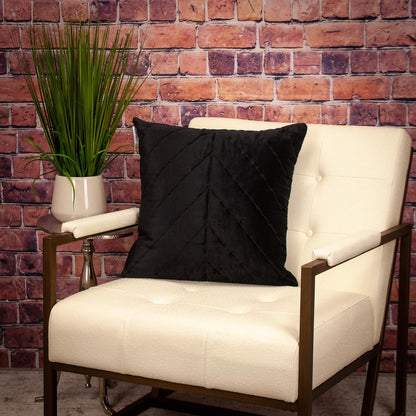 20" Black Cotton Blend Throw Pillow