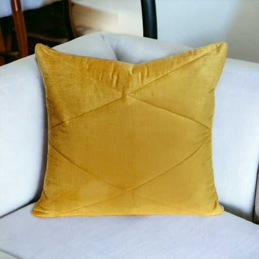 20" Yellow Cotton Blend Throw Pillow