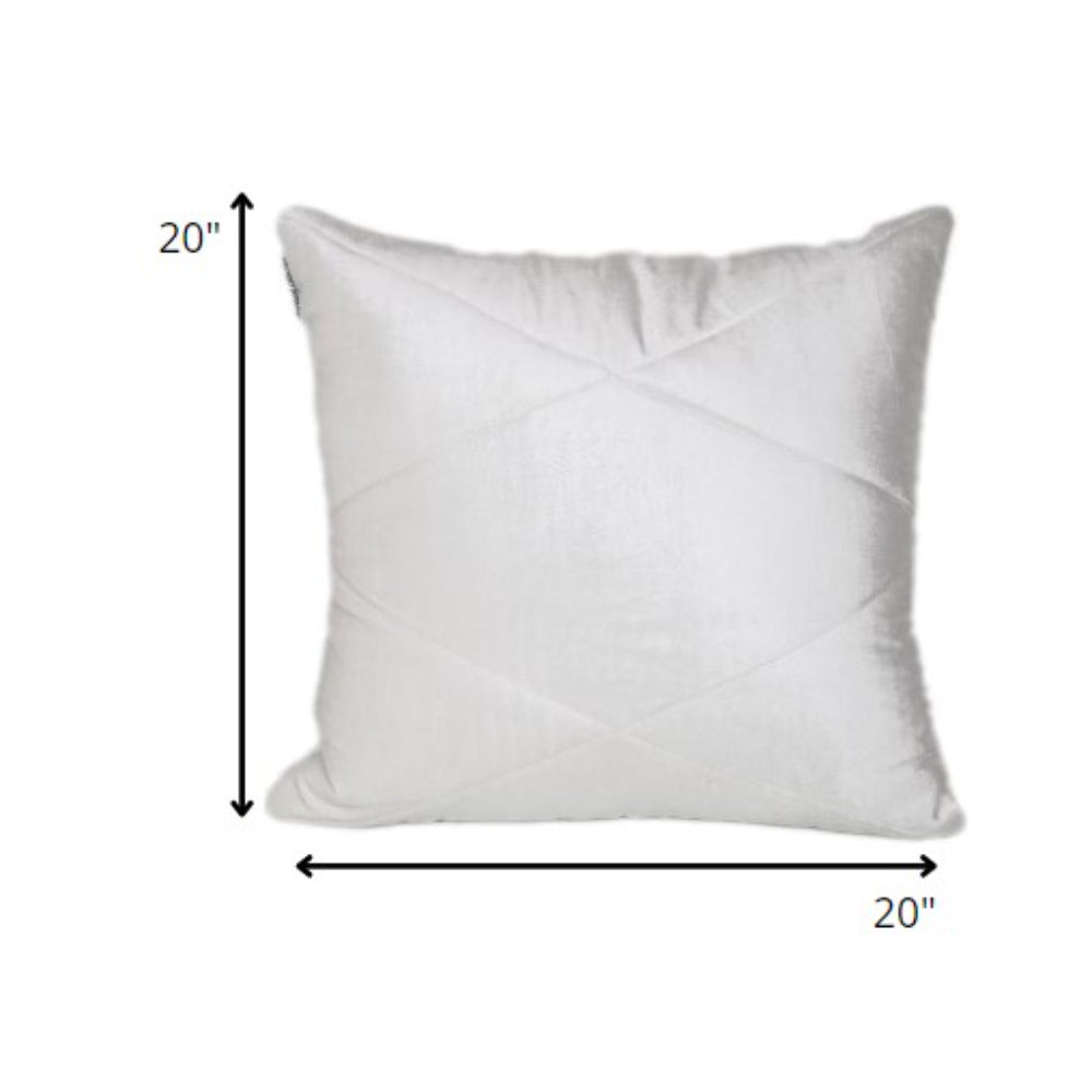 20" White Cotton Blend Throw Pillow