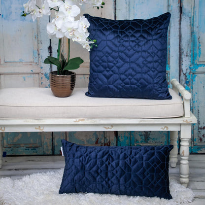 Navy Quilted Velvet Geo Decorative Throw Pillow