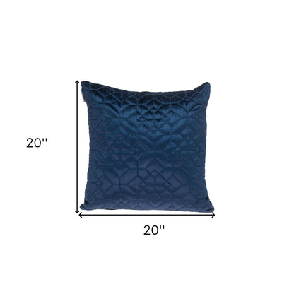 Navy Quilted Velvet Geo Decorative Throw Pillow