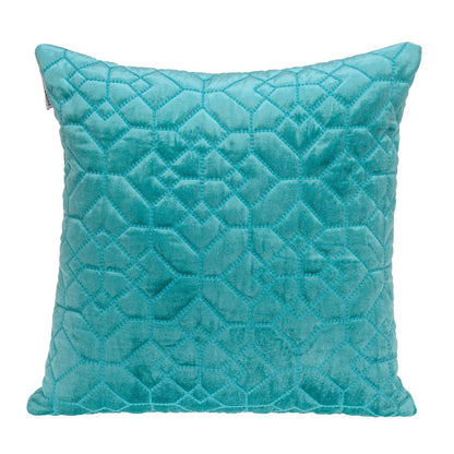 Aqua Quilted Velvet Geo Decorative Throw Pillow