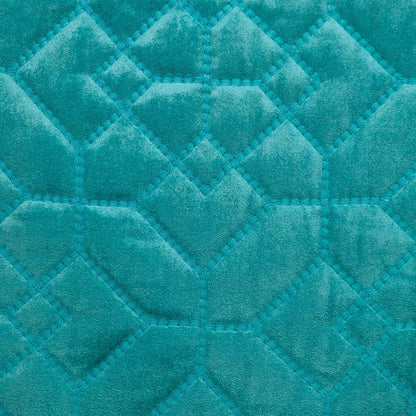 Aqua Quilted Velvet Geo Decorative Throw Pillow