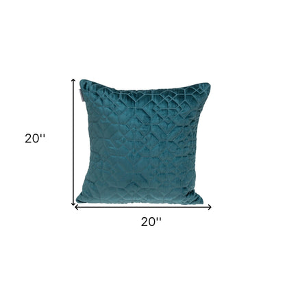 Teal Quilted Velvet Geo Decorative Throw Pillow