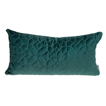 Teal Quilted Velvet Geo Lumbar Decorative Pillow