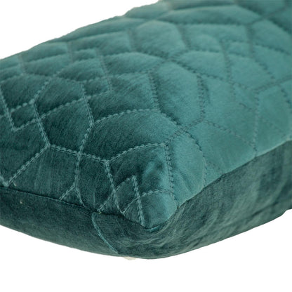 Teal Quilted Velvet Geo Lumbar Decorative Pillow