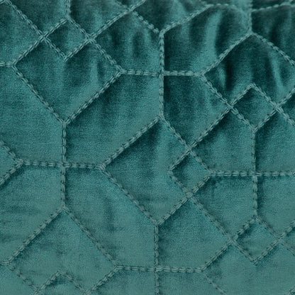 Teal Quilted Velvet Geo Lumbar Decorative Pillow