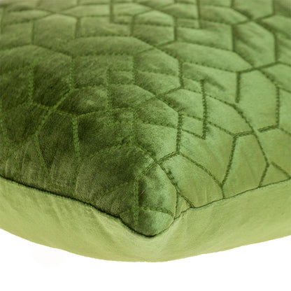 Olive Quilted Velvet Geo Decorative Throw Pillow