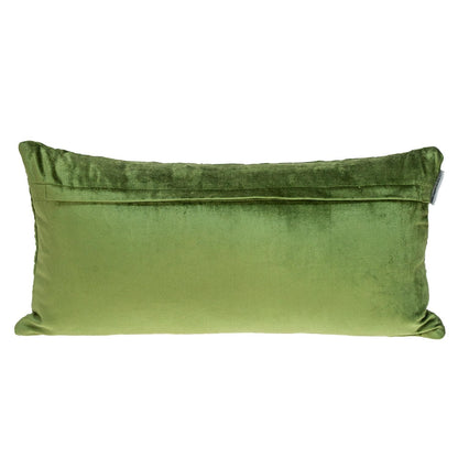 Olive Quilted Velvet Geo Lumbar Decorative Pillow